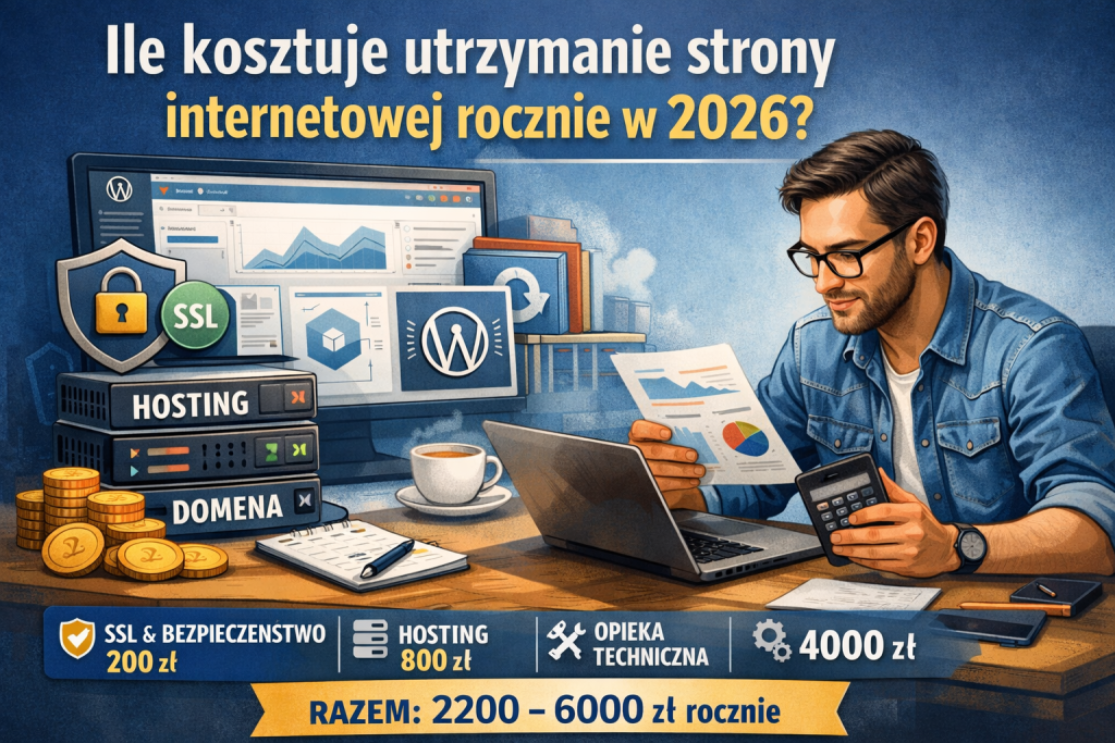 Ile kosztuje utrzymanie strony internetowej rocznie – analiza kosztów hosting domena bezpieczeństwo 2026