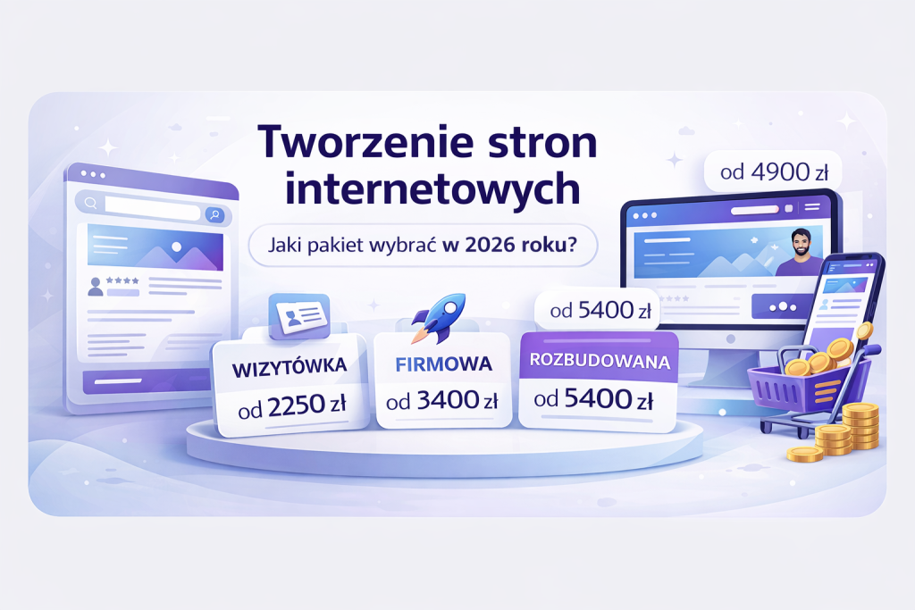Tworzenie stron internetowych w 2026 roku to strategiczna decyzja dla każdej firmy. Wybór odpowiedniego pakietu zależy od celów biznesowych, budżetu i planów rozwoju. Niezależnie od tego, czy potrzebujesz prostej strony wizytówki, czy rozbudowanego sklepu internetowego – kluczowe jest dopasowanie projektu do realnych potrzeb Twojego biznesu.