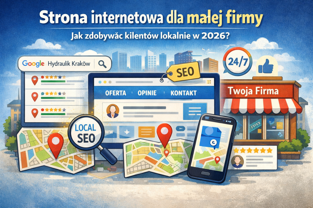 Strona internetowa dla małej firmy wykonana przez beztejsciemy.pl – lokalne SEO i zdobywanie klientów w 2026 roku